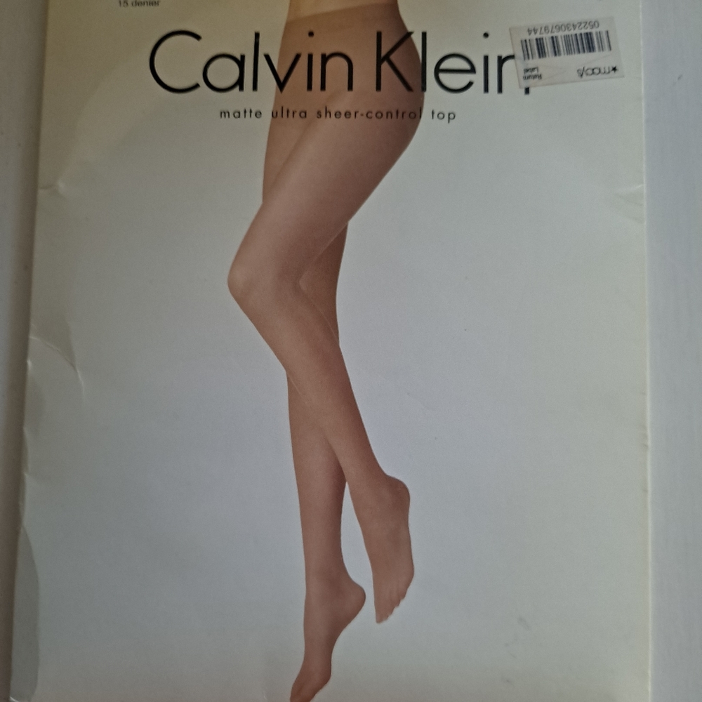 Calvin Klein Black Sheer Control Top Hose (L-XL)